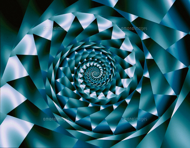 渦を巻く三角形(緑色) CG[00556000277]の写真・イラスト素材｜アマナ