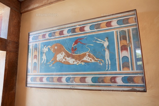 クノッソス宮殿のフレスコ画[01072013063]の写真・イラスト素材