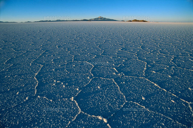 ウユニ塩湖と結晶の亀裂[01543012264]の写真・イラスト素材｜アマナ