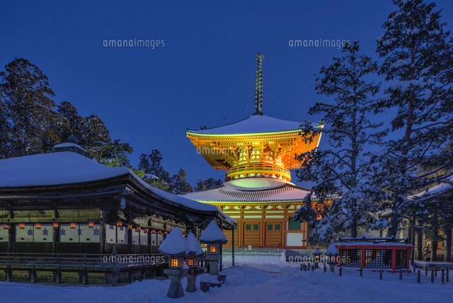 雪の高野山奥の院参道[01597023912]の写真・イラスト素材｜アマナ