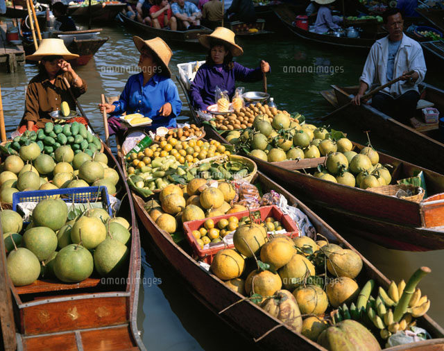 水上マーケット バンコク郊外 タイ の写真素材 イラスト素材 アマナイメージズ