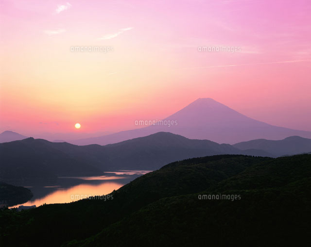 油画 油彩画 箱根 湖と山の風景 大きなサイズ 90✖️110 油画 油彩