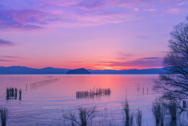 琵琶湖の夕景[01801018211]の写真・イラスト素材｜アマナイメージズ