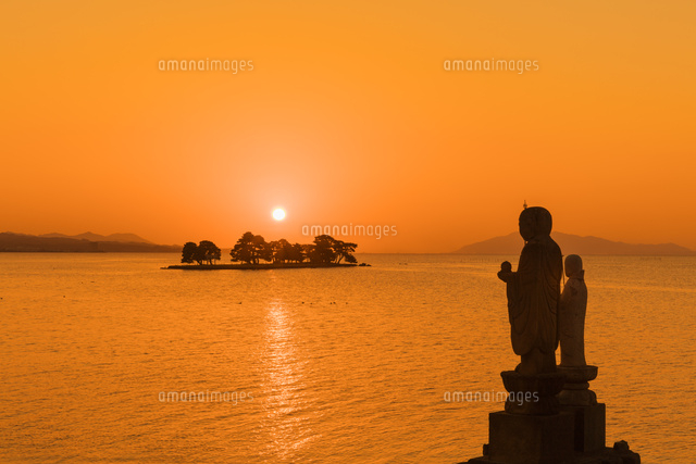宝授】匿名希望のイラストと宍道湖の日没宍道湖の夕日