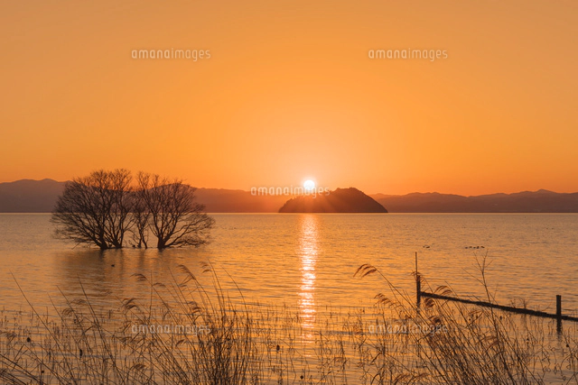 琵琶湖の夕景[01801019130]の写真・イラスト素材｜アマナイメージズ