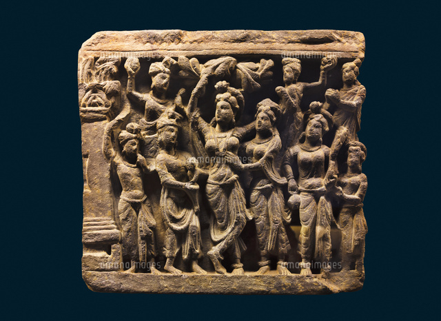 ラホール博物館／「仏誕・七歩行」／ガンダーラ美術[01888615473]の