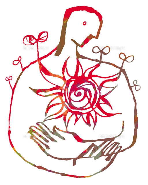 太陽を抱える人のイメージ[02221000127]の写真素材・イラスト素材｜アマナイメージズ