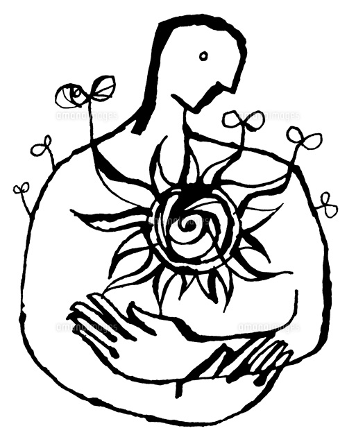 太陽を抱える人のイメージ a の写真素材 イラスト素材 アマナイメージズ