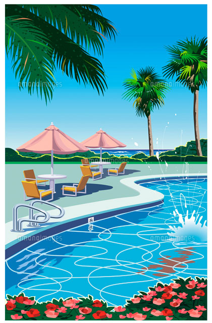 スイミングプールで泳ぐ人 の写真素材 イラスト素材 アマナイメージズ