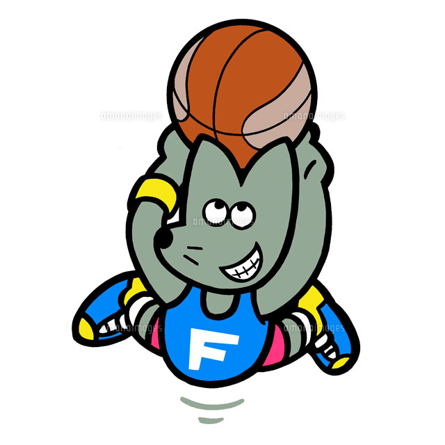 バスケットでジャンプする犬のキャラクター の写真素材 イラスト素材 アマナイメージズ