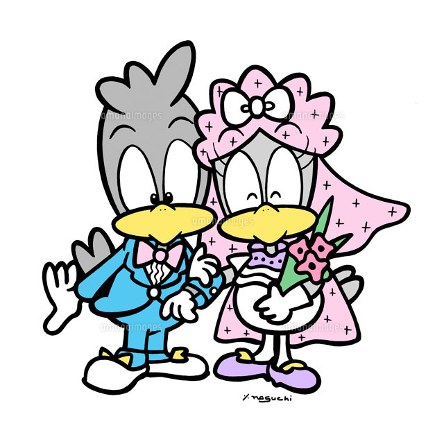 鳥のキャラクタの結婚式イメージ の写真素材 イラスト素材 アマナイメージズ