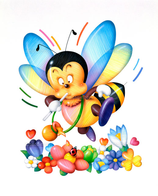 ミツバチと花 の写真素材 イラスト素材 アマナイメージズ