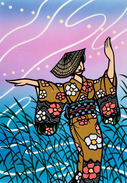 色紙絵画富山八尾おわら風の盆アートイラストN432