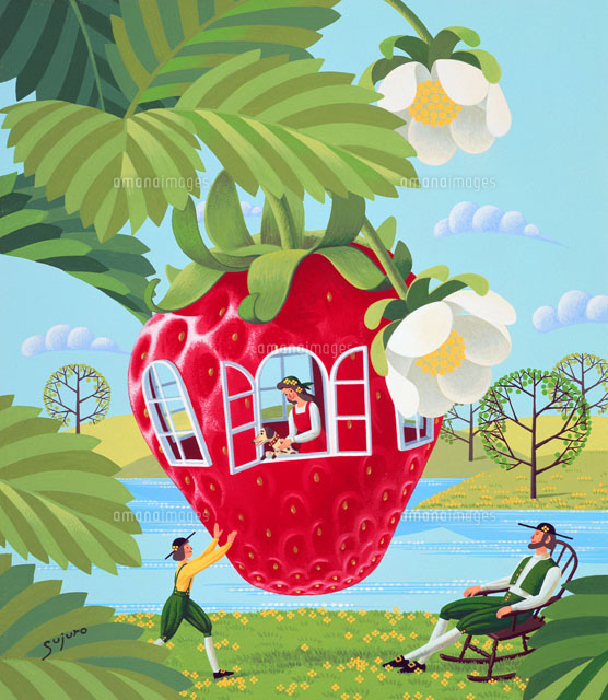 フランス人気作家　キロメロ　原画オリジナル　イチゴの庭 フランス人気作家 キロメロ 原画オリジナル イチゴの庭 The Garden of