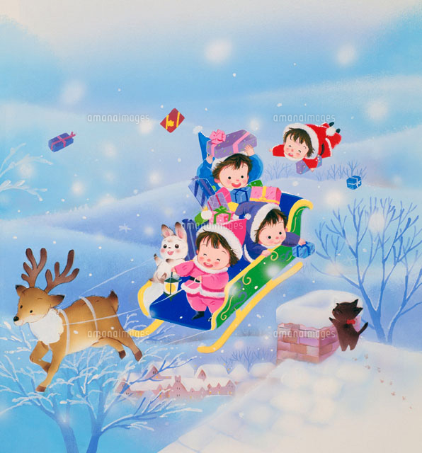 トナカイのソリに乗る5人の妖精とプレゼント の写真素材 イラスト素材 アマナイメージズ トナカイのソリに乗る5人の妖精とプレゼント の写真素材 イラスト素材 アマナイメージズ