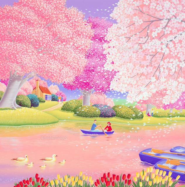rose pink絵画3点 桜舞うペガサスと水晶　開運絵画 開運絵画 ❀爽やかな虹円満桜☯❀ 【公式通販】