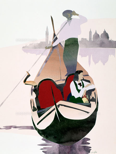 ゴンドラに乗っている一人旅の女性 の写真素材 イラスト素材 アマナイメージズ