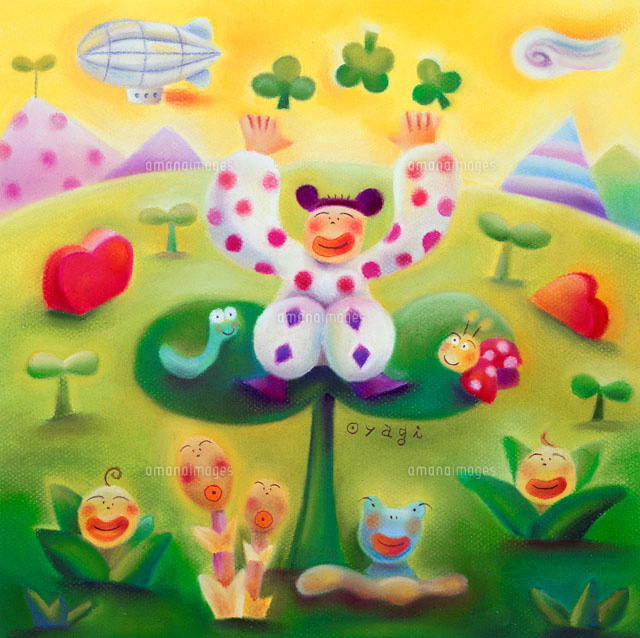 春の花々と夢いっぱいのパステル世界[02237006474]の写真・イラスト