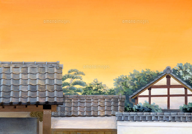 瓦屋根風景 の写真素材 イラスト素材 アマナイメージズ