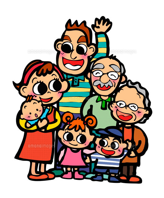 赤ちゃんのいる7人家族[02237007792]の写真・イラスト素材｜アマナ