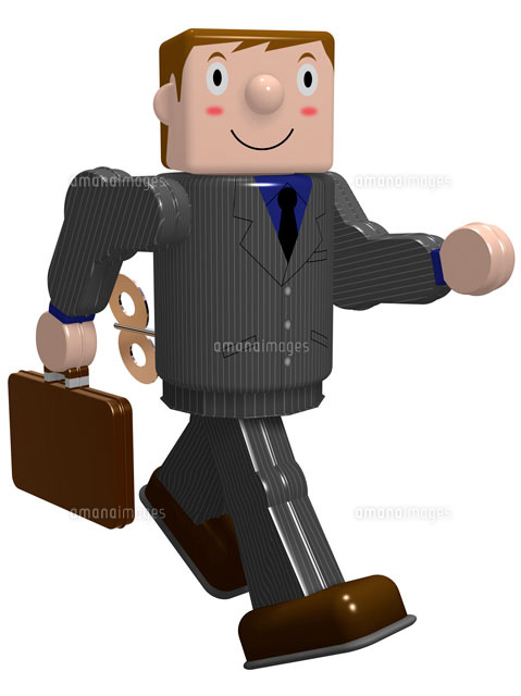 鞄を持ち 元気に歩くスーツのブリキ玩具 の写真素材 イラスト素材 アマナイメージズ