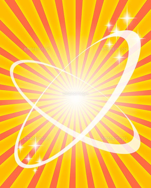 放射状の光のイメージの前にリングとキラキラ光る星 の写真素材 イラスト素材 アマナイメージズ