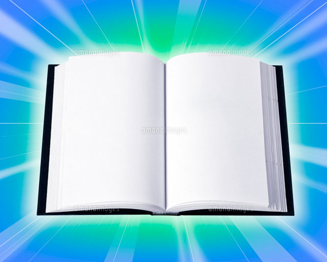 放射状のバックに見開いた本 の写真素材 イラスト素材 アマナイメージズ