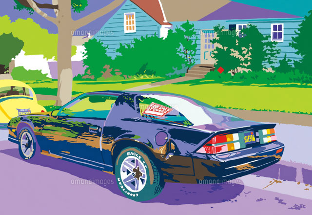 道に停めてあるピカピカの車 の写真素材 イラスト素材 アマナイメージズ