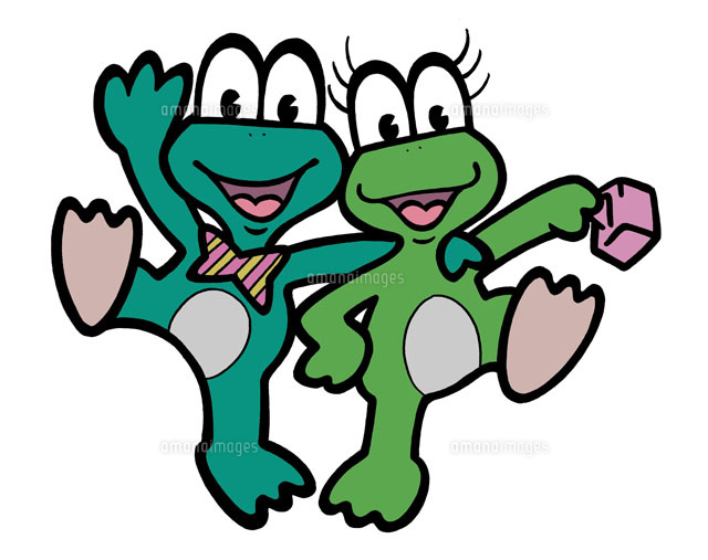 手みやげを持った蛙のキャラクター の写真素材 イラスト素材 アマナイメージズ