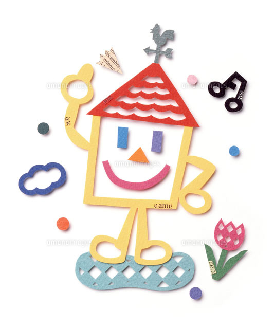 赤い屋根と風見鶏のある家キャラ の写真素材 イラスト素材 アマナイメージズ