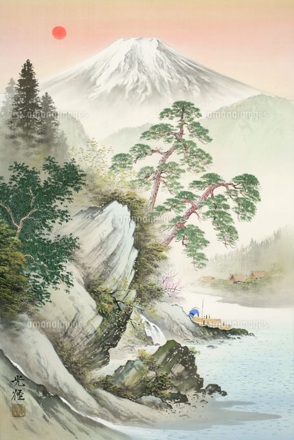 山　自然　四季　油絵 黄金の富士山～紫 R5－18】油絵+純金24k金箔 SM号 真筆画1