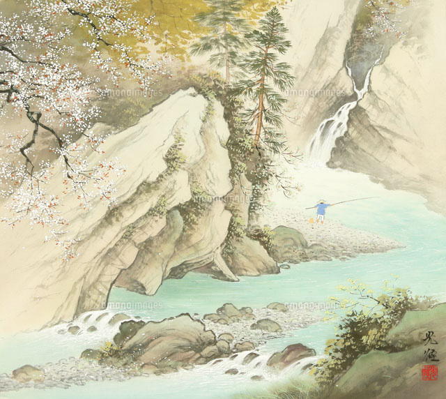 水墨画 山水風景 釣り人 水墨画 山水風景 釣り人 Shen Zhou: Fishermen on an Autumn