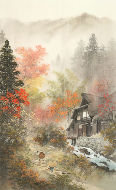 油絵:秋雨の町風景 油絵:秋雨の町風景 秋の風景画 A4 イギリスのアート 絵画 ARTE 通販