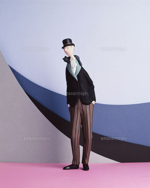 肩に猫を乗せた帽子の男性 の写真素材 イラスト素材 アマナイメージズ