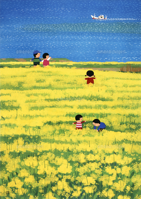 守屋多々志、黄色い風景（トゥスカニア）、希少な額装用画集より 守屋