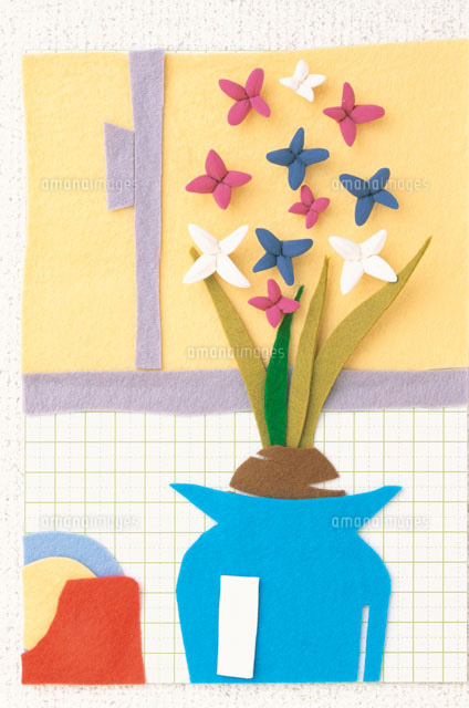 フェルトの花瓶と花 の写真素材 イラスト素材 アマナイメージズ