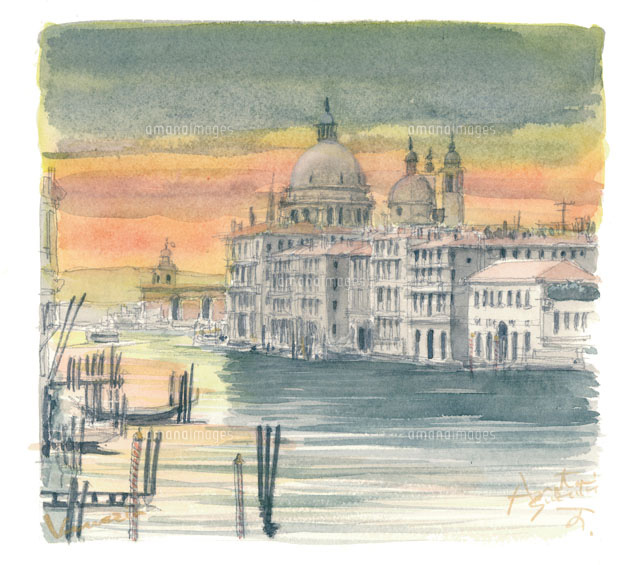 サンタマリア・デッラ・サルーテ教会の夕暮れ[02398000033]の写真