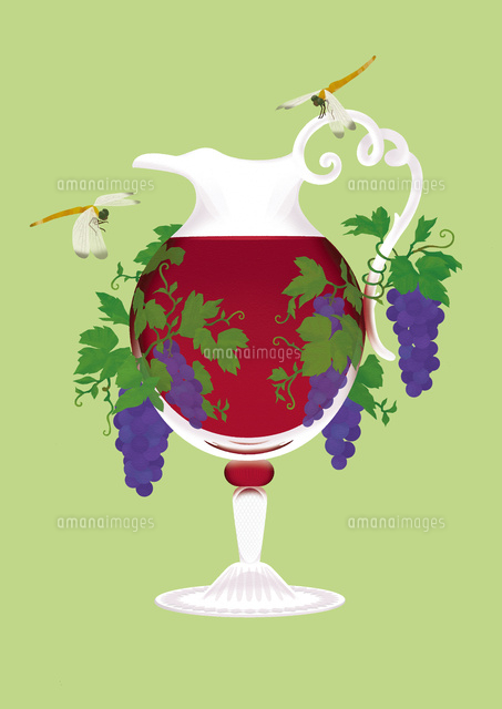 静物 デキャンタワインとブドウ の写真素材 イラスト素材 アマナイメージズ