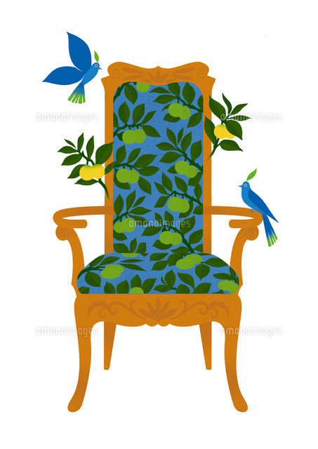 クラシックチェアと青い鳥 の写真素材 イラスト素材 アマナイメージズ