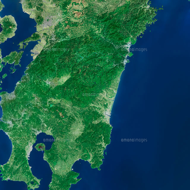 九州地方宮崎県の衛星画像 の写真素材 イラスト素材 アマナイメージズ