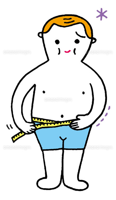メタボを気にする男性 の写真素材 イラスト素材 アマナイメージズ