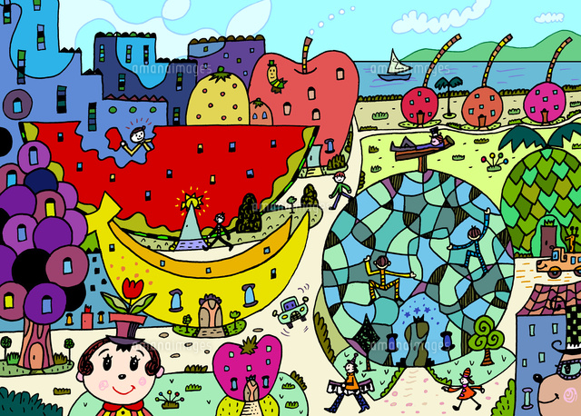 果物の街[02432000382]の写真・イラスト素材｜アマナイメージズ