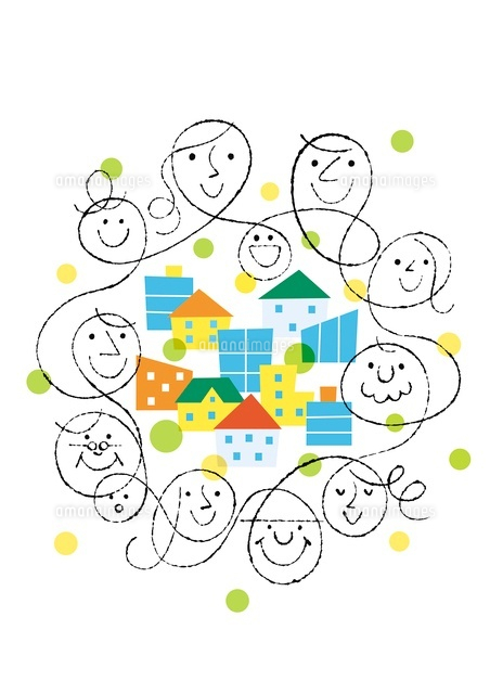 様々な人々の顔と街 の写真素材 イラスト素材 アマナイメージズ