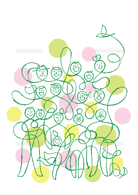 色々な人達と犬と小鳥 の写真素材 イラスト素材 アマナイメージズ