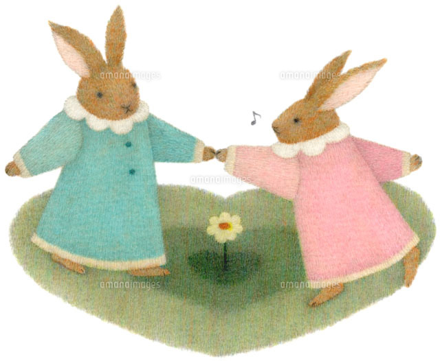 ダンスをするウサギのカップル の写真素材 イラスト素材 アマナイメージズ