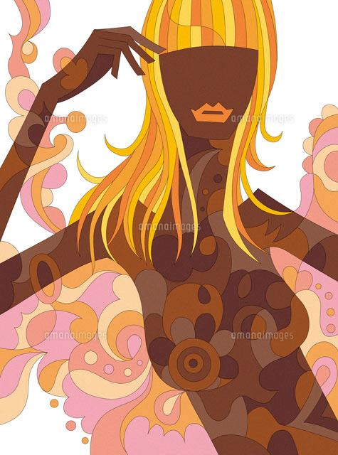 手を顔に添えている女性の上半身 の写真素材 イラスト素材 アマナイメージズ