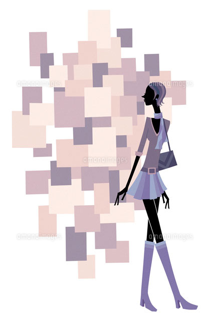 ブーツを履いて歩くミニスカートの女性 の写真素材 イラスト素材 アマナイメージズ