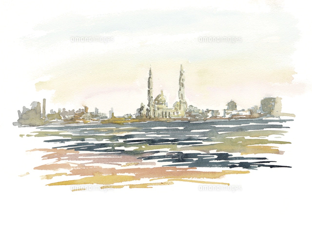 原画#3759 サグラダファミリア　スペイン　夕暮れ　水彩画　ドローイング　絵画 m82177683564_1.jpg?1727331944