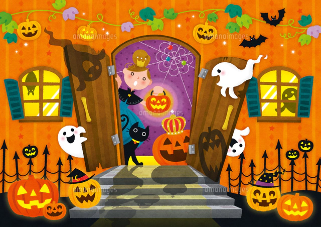 ハロウィンのお化け屋敷 の写真素材 イラスト素材 アマナイメージズ