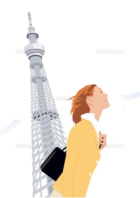 胸を張るビジネス女性とスカイツリー の写真素材 イラスト素材 アマナイメージズ 胸を張るビジネス女性とスカイツリー の写真素材 イラスト素材 アマナイメージズ